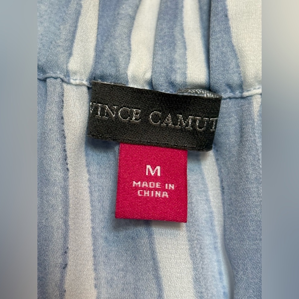 Vince Camuto blue striped cold shoulder blouse - Picture 8 of 8